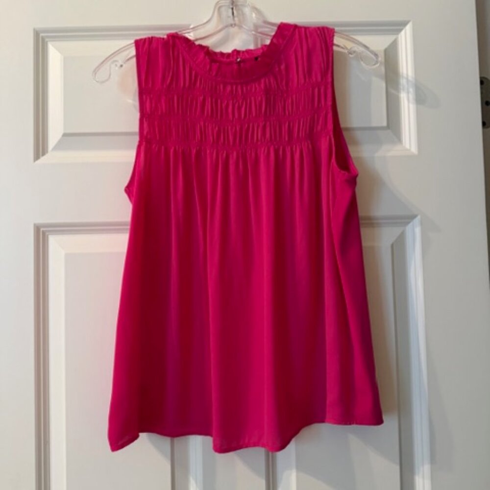 NWT Ann Taylor Hot Pink Sleeveless Blouse Top Women Sz SP Keyhole Back